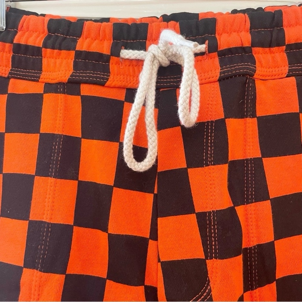 Urban Outfitters Orange & Black Checkered Halloween Sweatpants w/ Pockets, L/XL - Picture 2 of 7